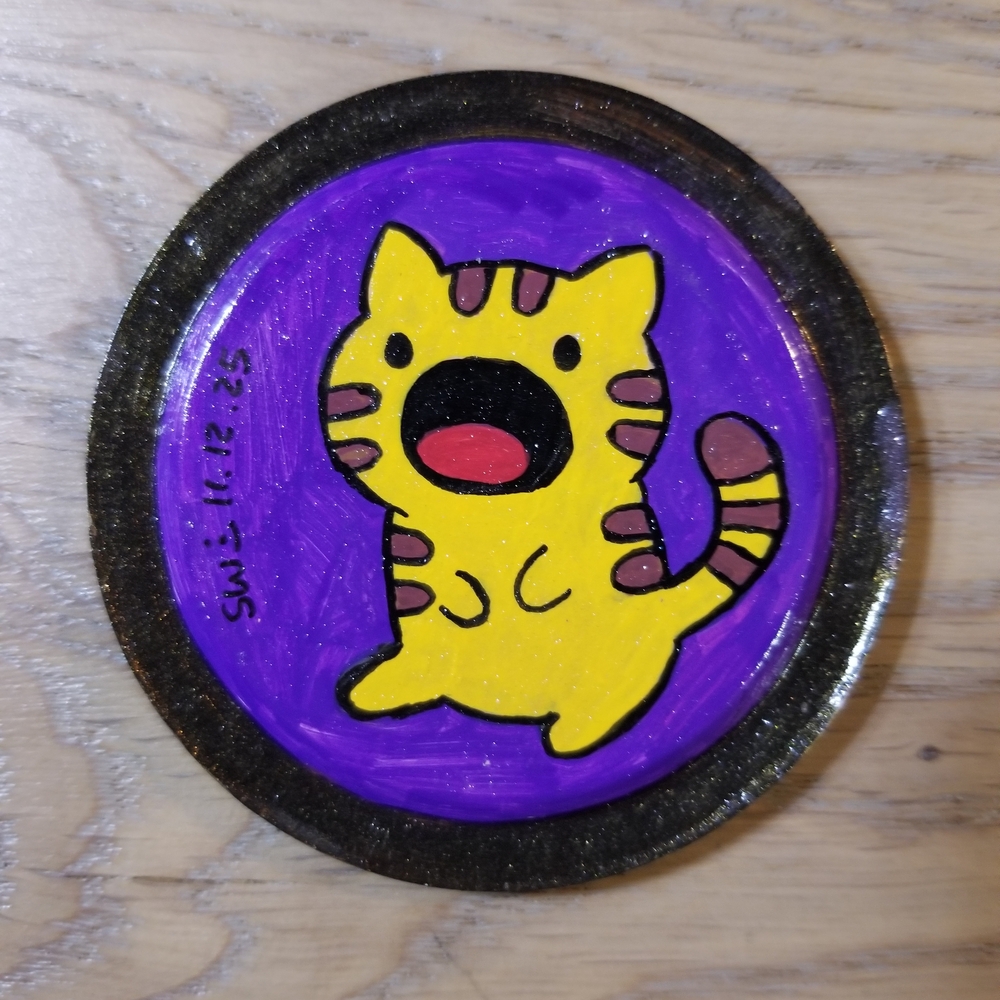 Hungry Yellow Cat Magnet